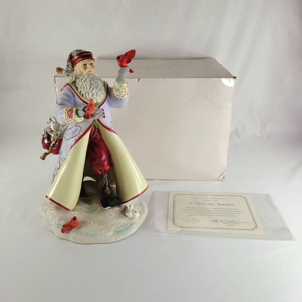 Lenox A Christmas Traveler Santa Claus Figurine Vintage Retro Cottagecore w/ Box